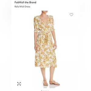 Faithful the brand Rafa midi floral dress 2 yellow green